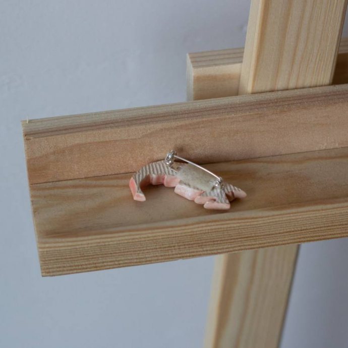 Ceramic brooch "Pink Shrimp"