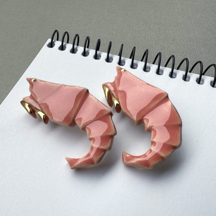 Ceramic brooch "Pink Shrimp"