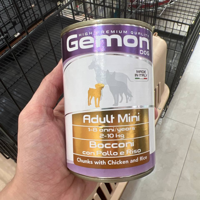 GEMON ADULT MINI დაკონსერვებული ნაჭრები ქათამი და ბრინჯი
