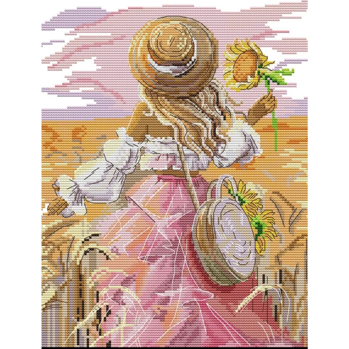 Cross stitch kit "Girl with a sunflower"