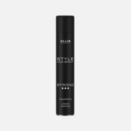 OLLIN Strong hold hairspray 500 ml Reliably fixes and maintains ideal styling shape throughout the day. Dry and fine spraying provides additional volu